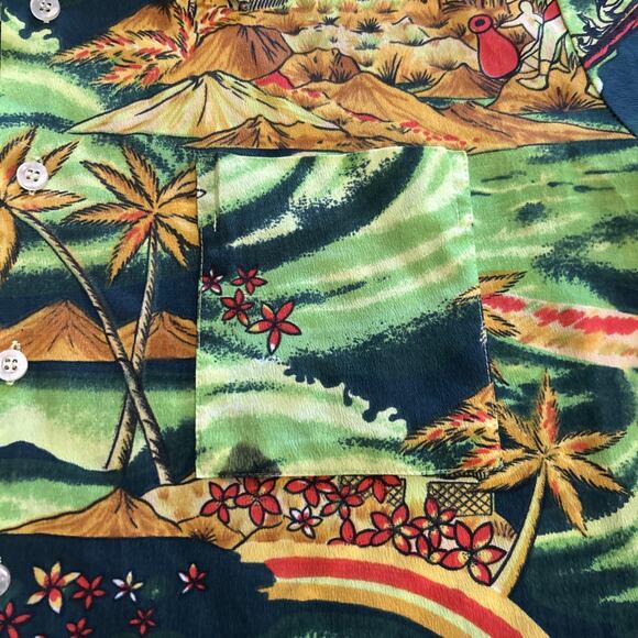 Vintage 1970s Van Cort Men Sz Large Shirt Islander Hawaiian Print Pointed Collar - Picture 14 of 16